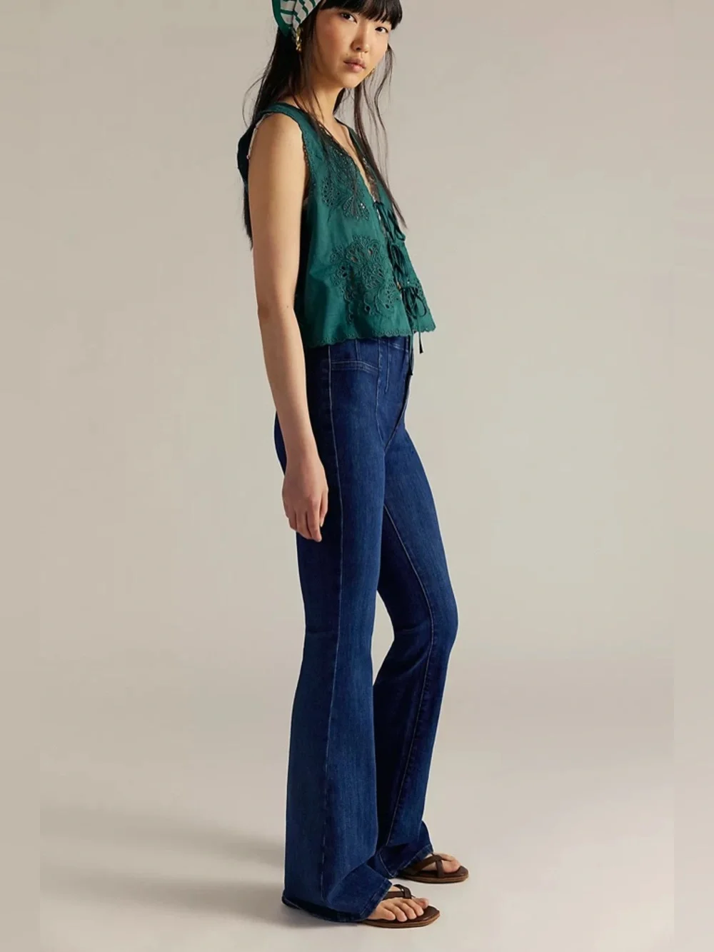 Free People We The Free Jayde High Rise Flare Leg Jeans Night Sky Size 24 - Picture 2 of 15